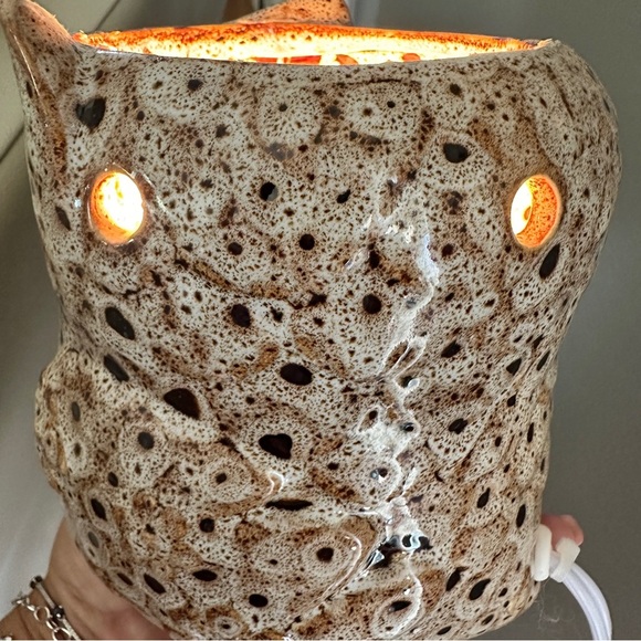 Spotted Owl Ceramic Wax Plug-In Warmer Full Size with Sunflower Design - Picture 7 of 7